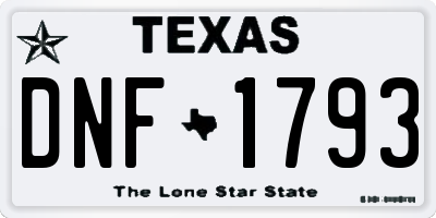 TX license plate DNF1793