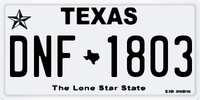 TX license plate DNF1803