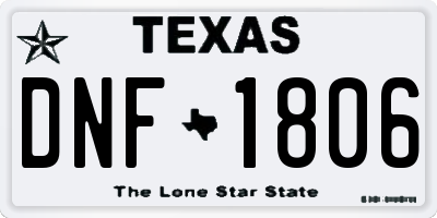 TX license plate DNF1806