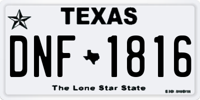 TX license plate DNF1816