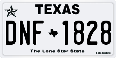 TX license plate DNF1828