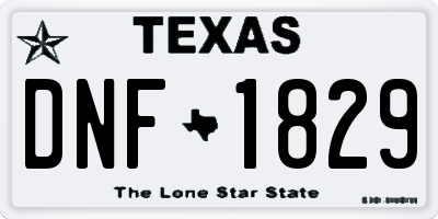 TX license plate DNF1829