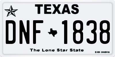 TX license plate DNF1838