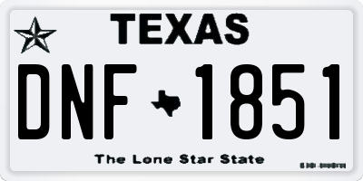 TX license plate DNF1851