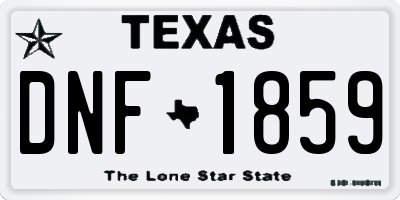 TX license plate DNF1859