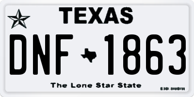 TX license plate DNF1863