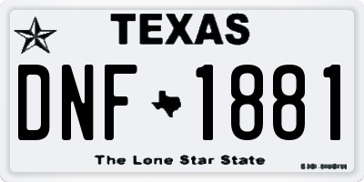 TX license plate DNF1881