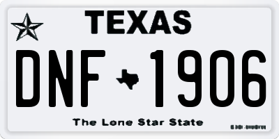 TX license plate DNF1906