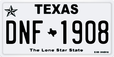 TX license plate DNF1908
