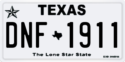 TX license plate DNF1911