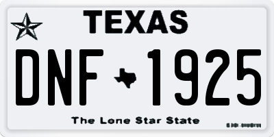 TX license plate DNF1925