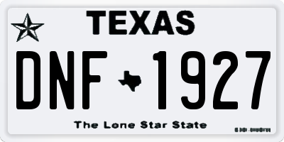 TX license plate DNF1927