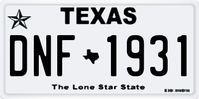 TX license plate DNF1931