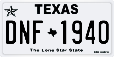 TX license plate DNF1940
