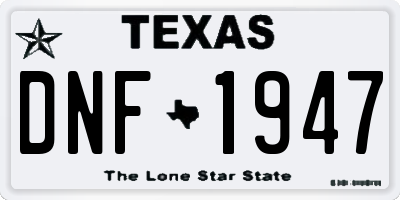 TX license plate DNF1947