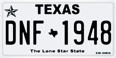 TX license plate DNF1948