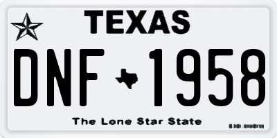 TX license plate DNF1958