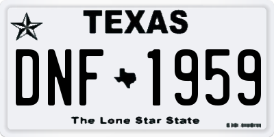 TX license plate DNF1959