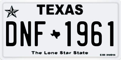 TX license plate DNF1961