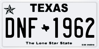 TX license plate DNF1962