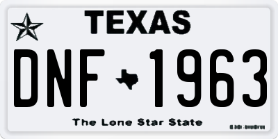 TX license plate DNF1963