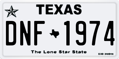 TX license plate DNF1974