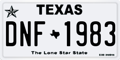 TX license plate DNF1983