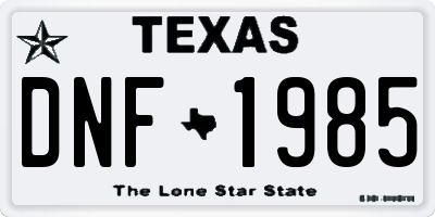 TX license plate DNF1985