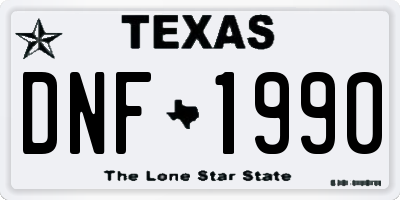 TX license plate DNF1990