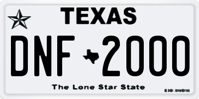 TX license plate DNF2000