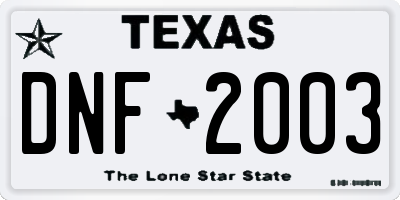 TX license plate DNF2003