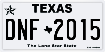 TX license plate DNF2015