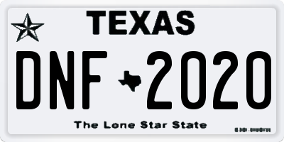 TX license plate DNF2020