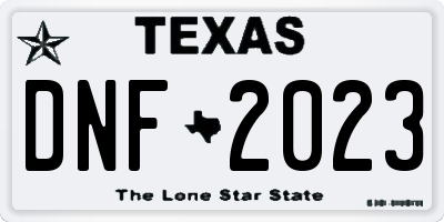 TX license plate DNF2023