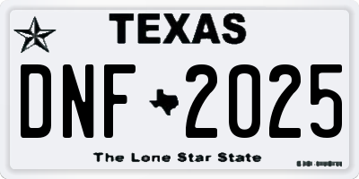 TX license plate DNF2025