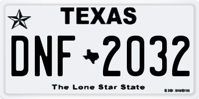 TX license plate DNF2032
