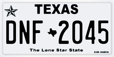 TX license plate DNF2045