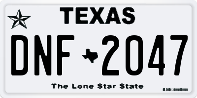 TX license plate DNF2047