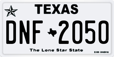 TX license plate DNF2050