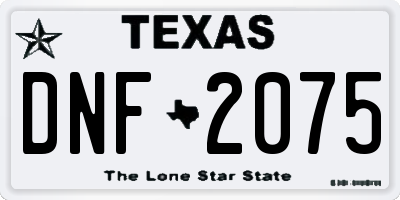 TX license plate DNF2075