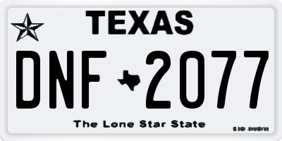 TX license plate DNF2077