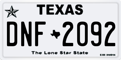 TX license plate DNF2092