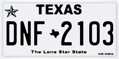 TX license plate DNF2103