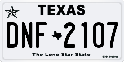 TX license plate DNF2107