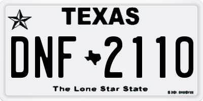 TX license plate DNF2110