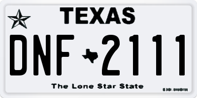 TX license plate DNF2111