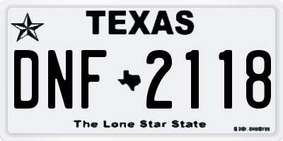 TX license plate DNF2118
