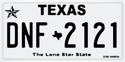 TX license plate DNF2121