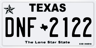 TX license plate DNF2122