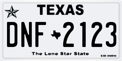 TX license plate DNF2123